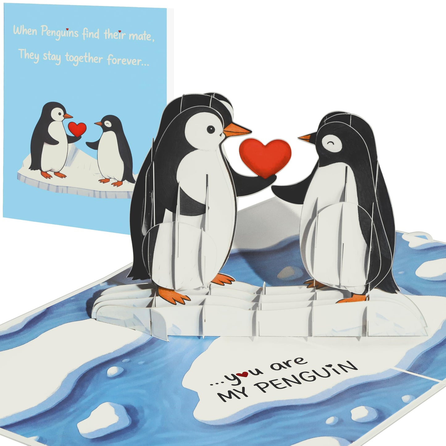 Coralogo Pop Up Anniversary Card - "You Are My Penguin" 3D Romantic Anniversary Pop Up Card Cute Valentines Day, Birthday, Wedding Cards with Envelope Gift for Her, Him, Wife, Girlfriend, Boyfirend, Husband