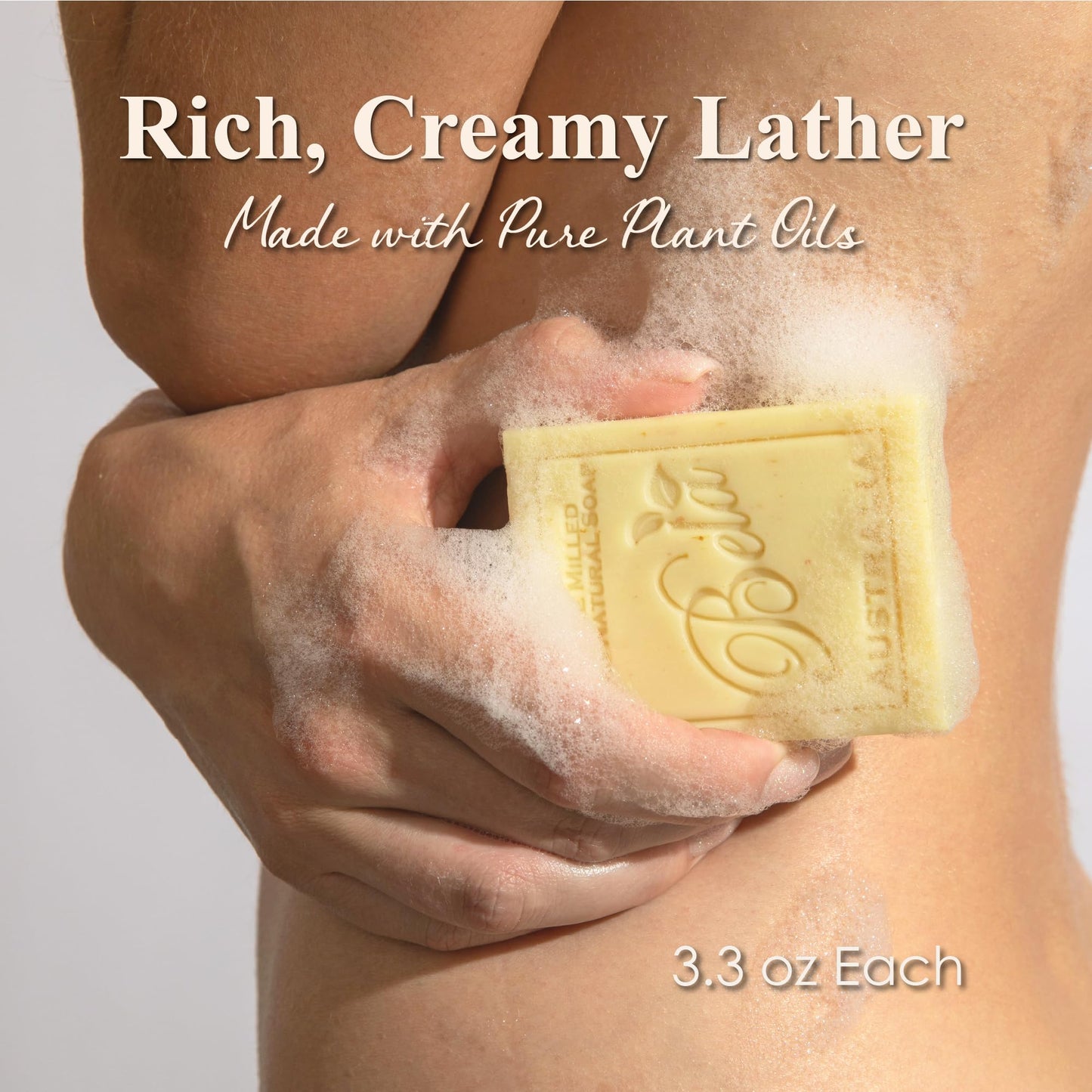 BELA Almond Soap 3.3 OZ Pack of 12, French Triple Milled Bar Soap with Organic Shea Butter, Hand, Face and Body Wash Bar Made in Australia