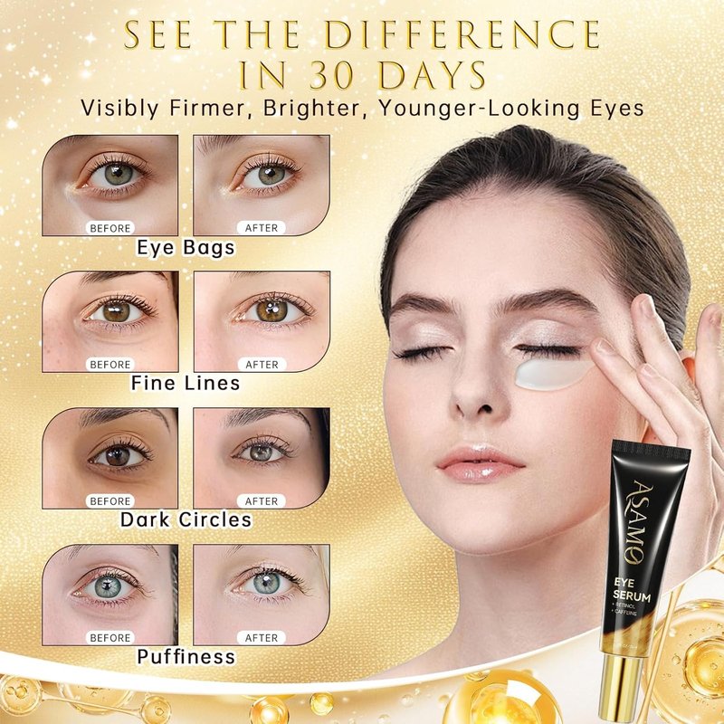 Retinol & Vegan Collagen Eye Serum - Rapid Reduction for Bags, Dark Circles & Wrinkles | Firming Eye Treatment - 20ml