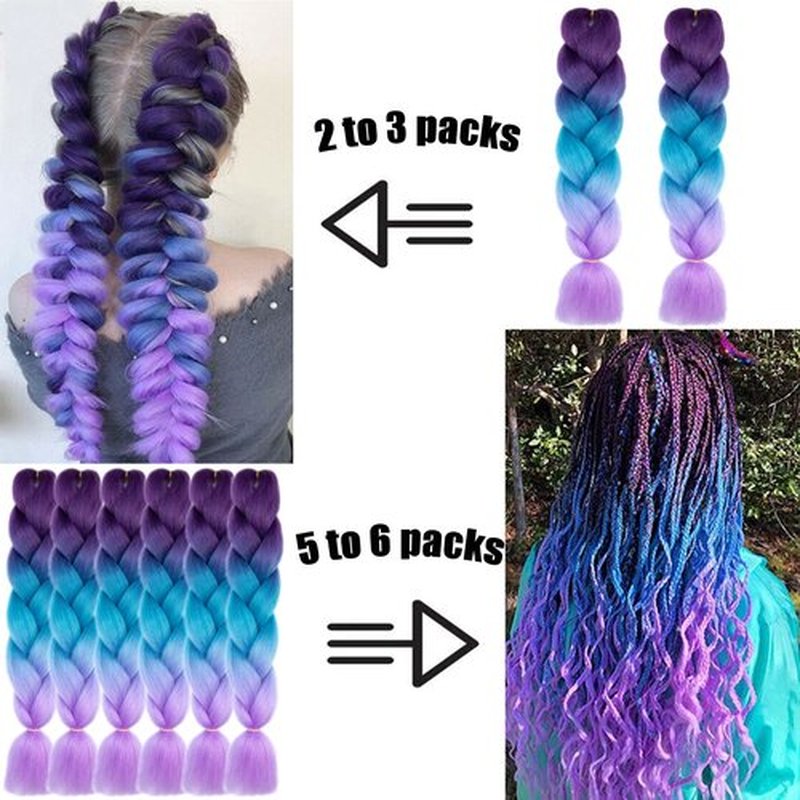 TENGSHUO FLY Blcak Braiding Hair 6 Packs Synthetic Braid Hair Extensions Jumbo Braiding Hair 24 Inch or Box Braids Twist Crochet Braids(24"6Pack,Blcak)