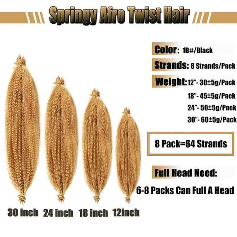 KYNLEY 12inch Springy Afro Twist Hair 8 Packs Blonde Kinky Marley Twist Braiding Hair Cuban Twist Hair Wrapping Hair for Soft Locs 27#