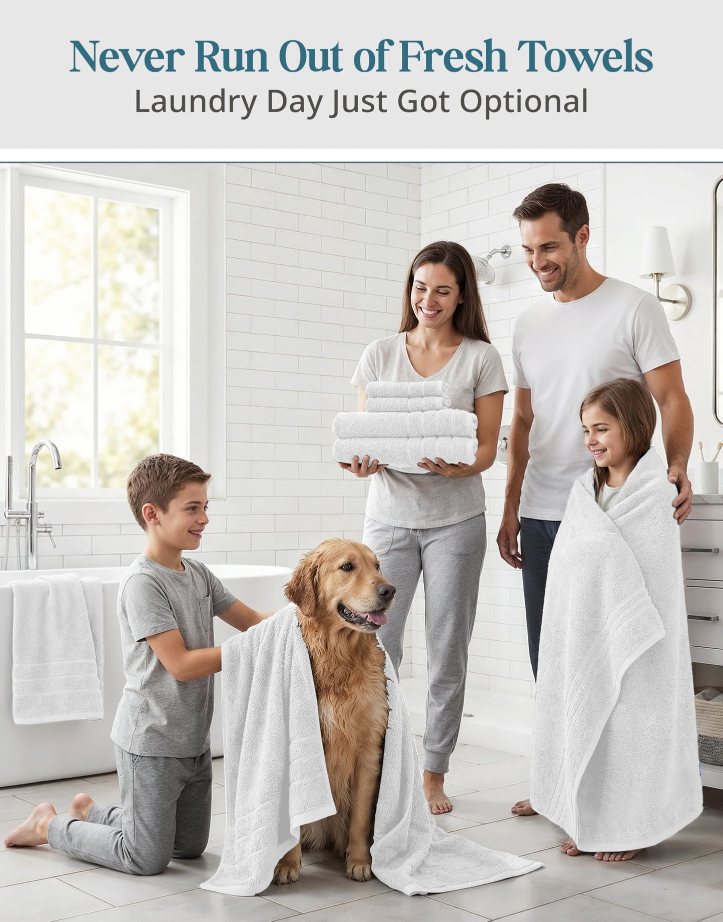 CASA PLATINO 100% Cotton Bath Towel Set 18 Pc - Super Soft, Absorbent & Quick Dry - 6 Bath, 6 Washcloths, 6 Hand Towels for Bathroom - Hotel Quality Turkish Towels, Ideal for Spa, Gym & Travel - White