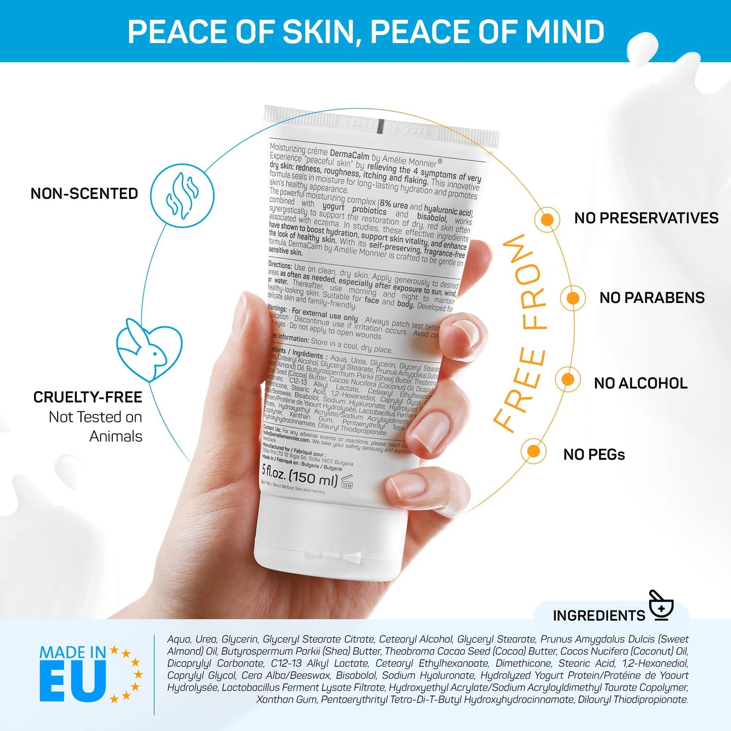 Clinically Tested DermaCalm SOS Therapy - Eczema Psoriasis Dermatitis Prone, Dry Skin - Urea 8%, Probiotics w/Best Natural Ingredients - Itchy, Severely Dry, Scaly Skin. Adults & Kids, Eczema Cream
