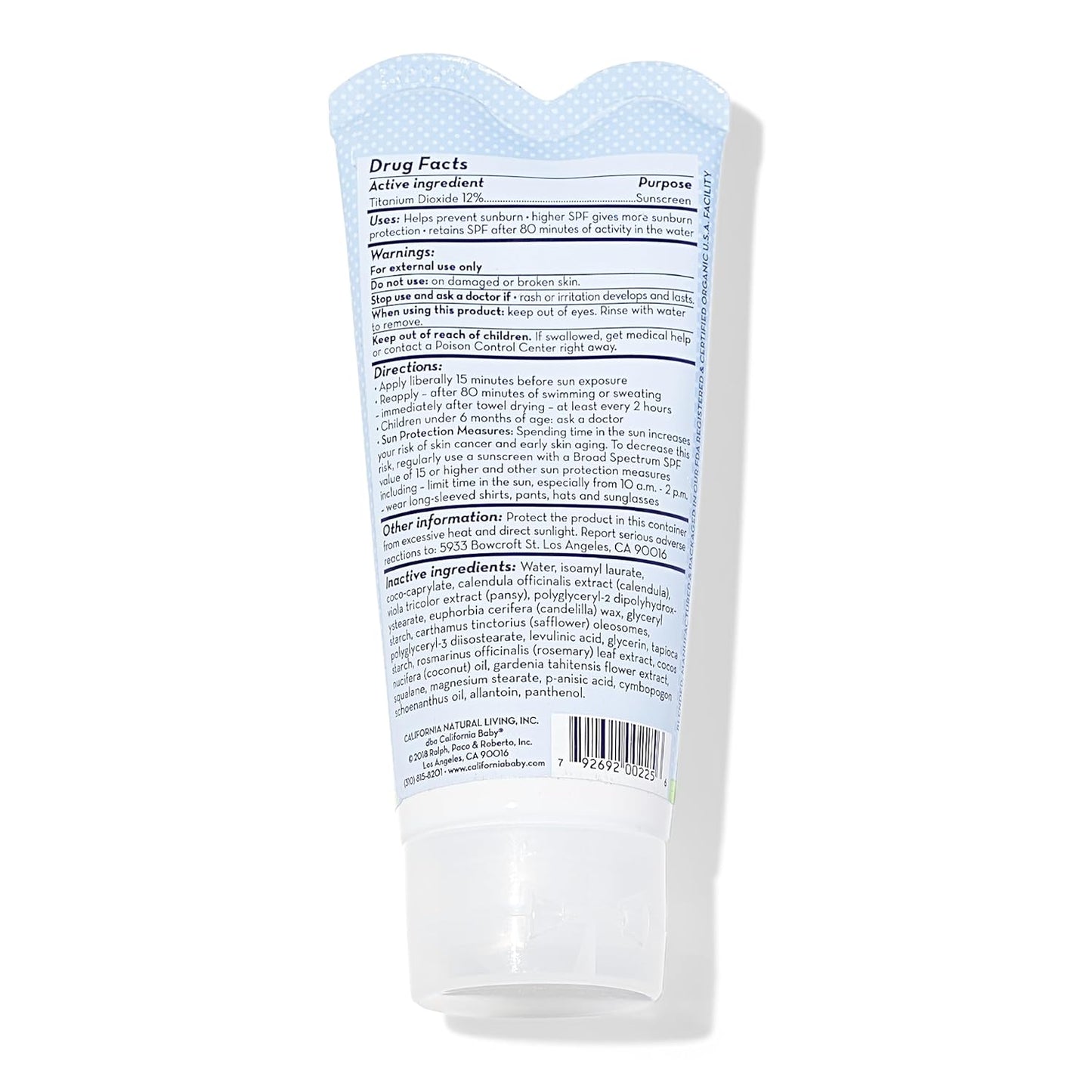 California Baby Everyday SPF 30+ Sunscreen | Mineral Based | Titanium Dioxide | Travel Size Baby Sunscreen for Face + Body | Floral Scent | 2.9oz