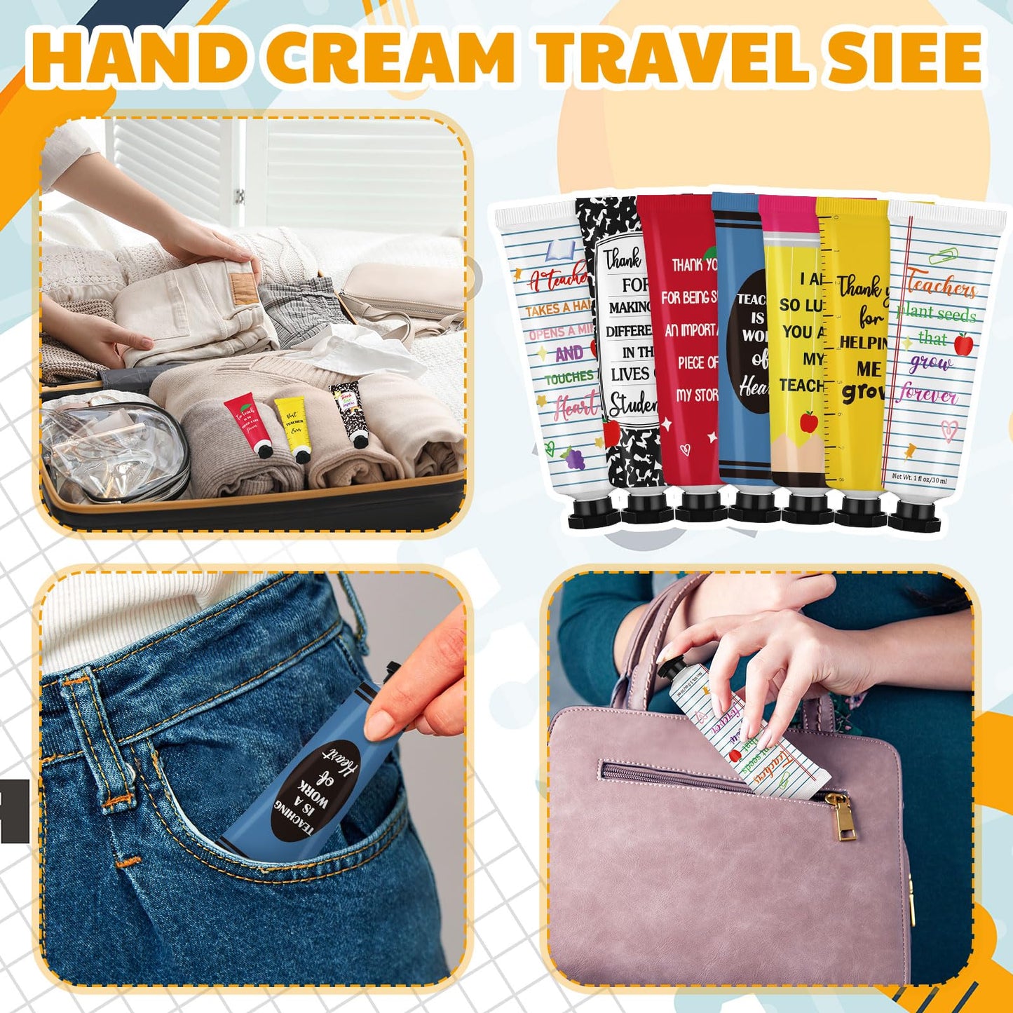 Loopeer 12 Pcs Teacher Appreciation Gifts Bulk Hand Cream Travel Size for Dry Cracked Hands Moisturizing Gifts for 2026 Teacher Appreciation Week Graduation Party Favors