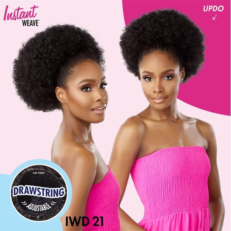 Sensationnel Instant weave half wig - iwd 21 synthetic half wig or updo cap with adjustable drawstring for seamless hair blending - IWD 21 (1 JETBLACK)