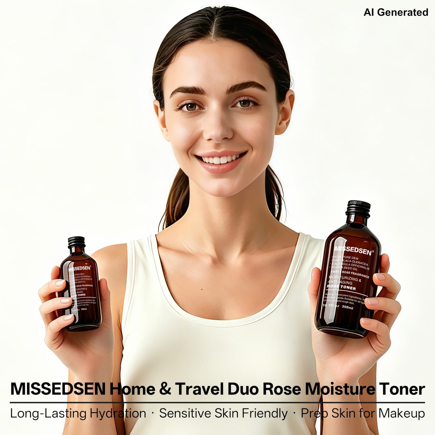 MISSEDSEN Rose Water Face Toner, 10.1Fl oz & Travel Size 3.4Fl oz