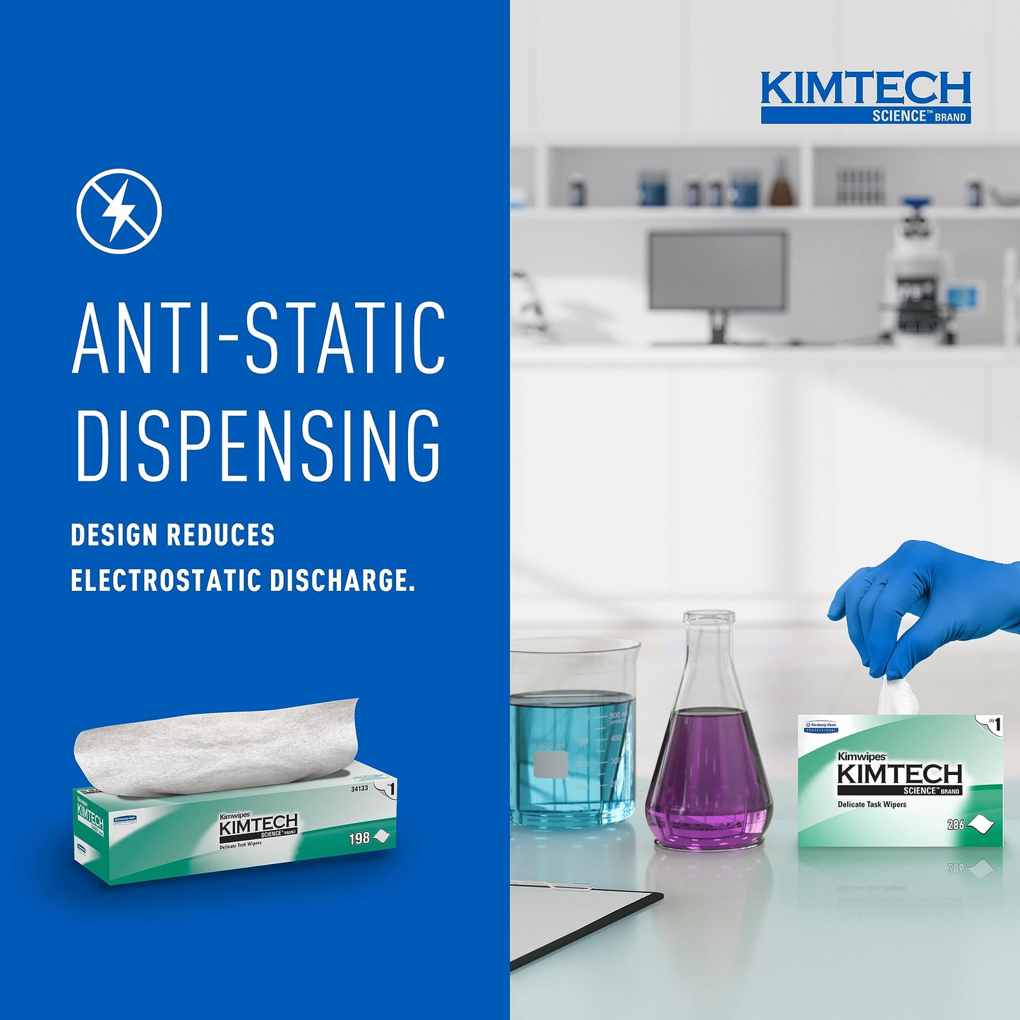 Kimtech Science Kimwipes Disposable Task Wipers 11-4/5 x 11-4/5" 34133, 15 Pack, 2940 Wipes