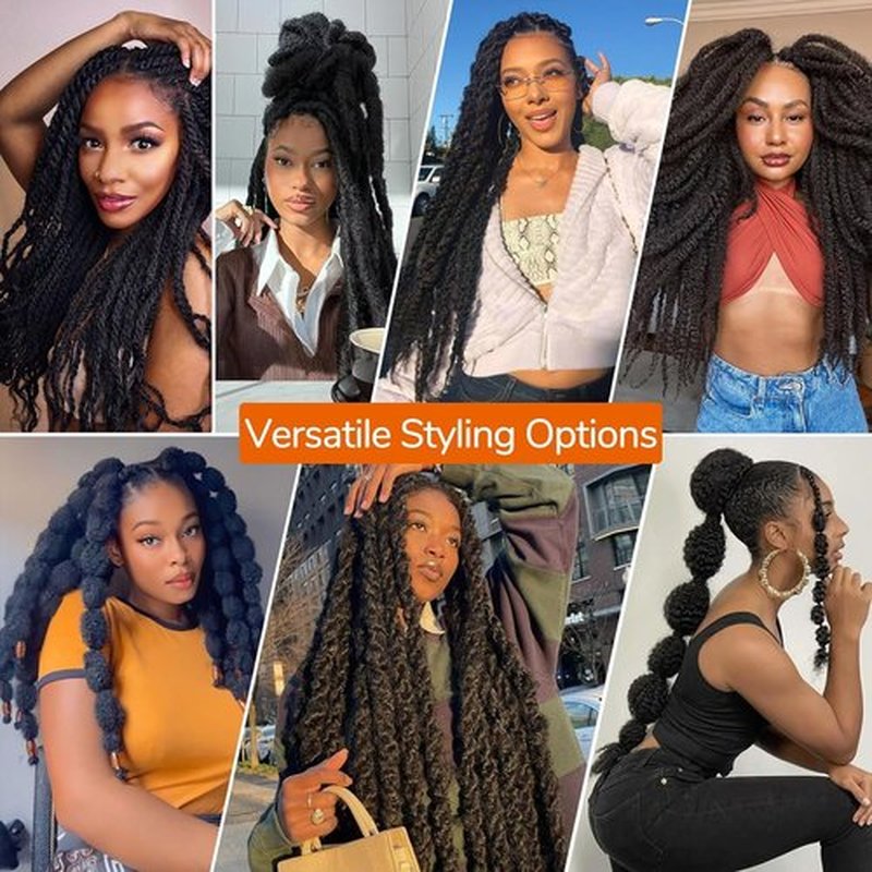 BYKSVIOC Marley Hair 18 Inch Marley Twist Hair Afro Twist Marley Braiding Hair for Faux Locs Crochet Hair Synthetic Hair Extensions(6Packs,1B 18inch)