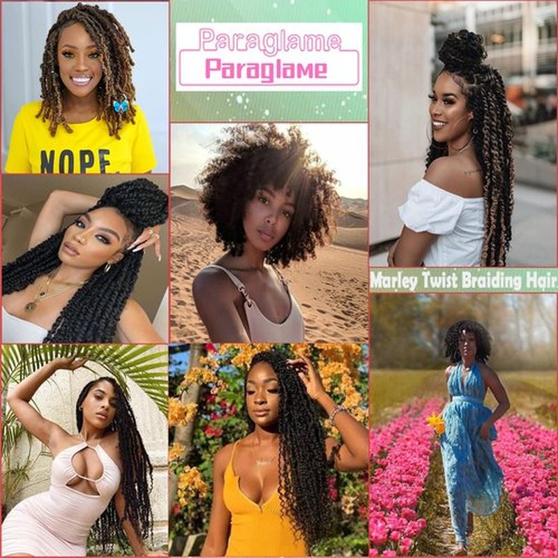 Marley Hair 16 Inch Springy Afro Twist Hair 8 Packs Marley Twist Braiding Hair, Wrapping Hair for Soft Locs Synthetic Crochet Braids Hair Extension for Black Women(16Inch, Tgrey)