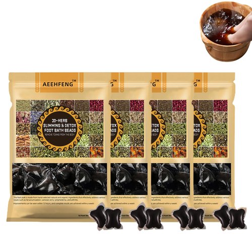 Tnnedey 30-Herb & Detox Foot Bath Beads,Detox Foot Bath,Herb Detox Foot Bath Beads, Detoxing Herbs Foot Soak Beads for Relaxing and Soothing Body Sore Tired (4PCS)