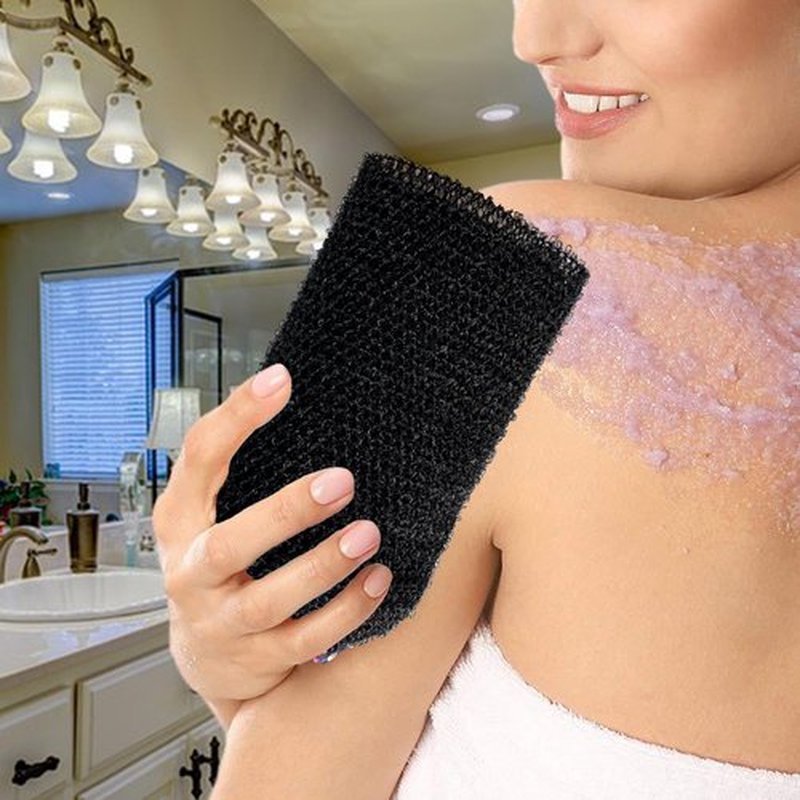African Net Sponge Wash Cloths Shower Loofah Sponge Pack Body Exfoliator Luffa Loofa Back Scrubber for Shower Men (Black/1pack)