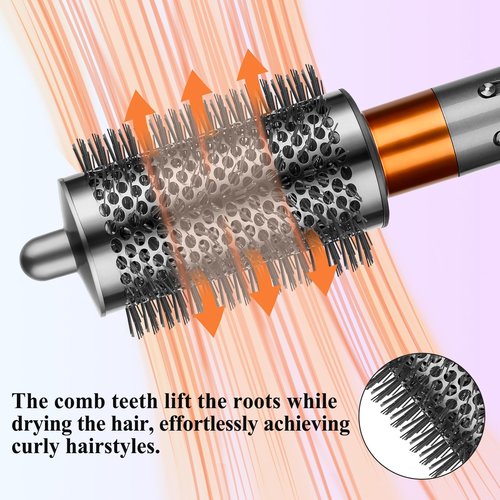 YTCHYYSK Large Round Volumizing Brush (Metal Gray) Compatible with Dyson Airwrap, Fluff up and Volumize for Styling, Hair Brush Attachment for Salon-Quality Results, 1 Count, Curly Hair, Unisex