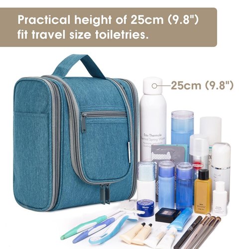 Narwey Small Hanging Travel Toiletry Bag Cosmetic Make up Organizer for Women and Men (Medium, Navy Blue)