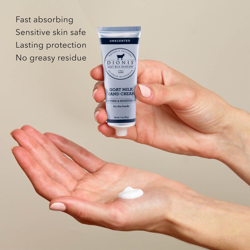 Dionis Goat Milk Hand Cream – Moisturizing Lotion for Dry Skin, Safe for Sensitive Skin - Unscented 1 oz (Pack of 6)