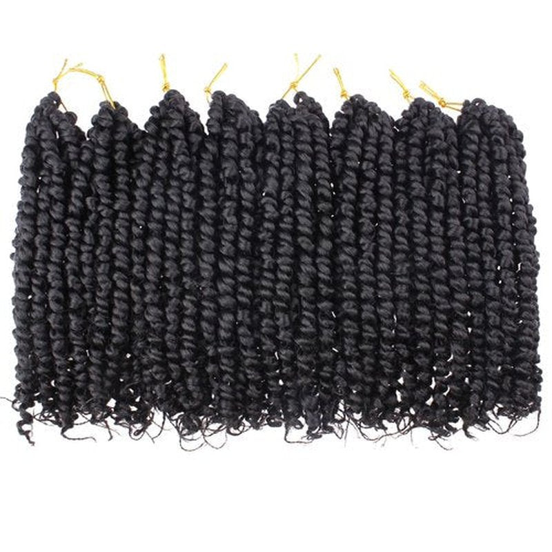 Leeven Pre Twisted Passion Twist Hair 8 Packs 8 Inch Natural Black Pre Looped Crochet Braids Hair Short Bomb Bohemian Braids Synthetic Braiding Hair Extensions for Women #1B