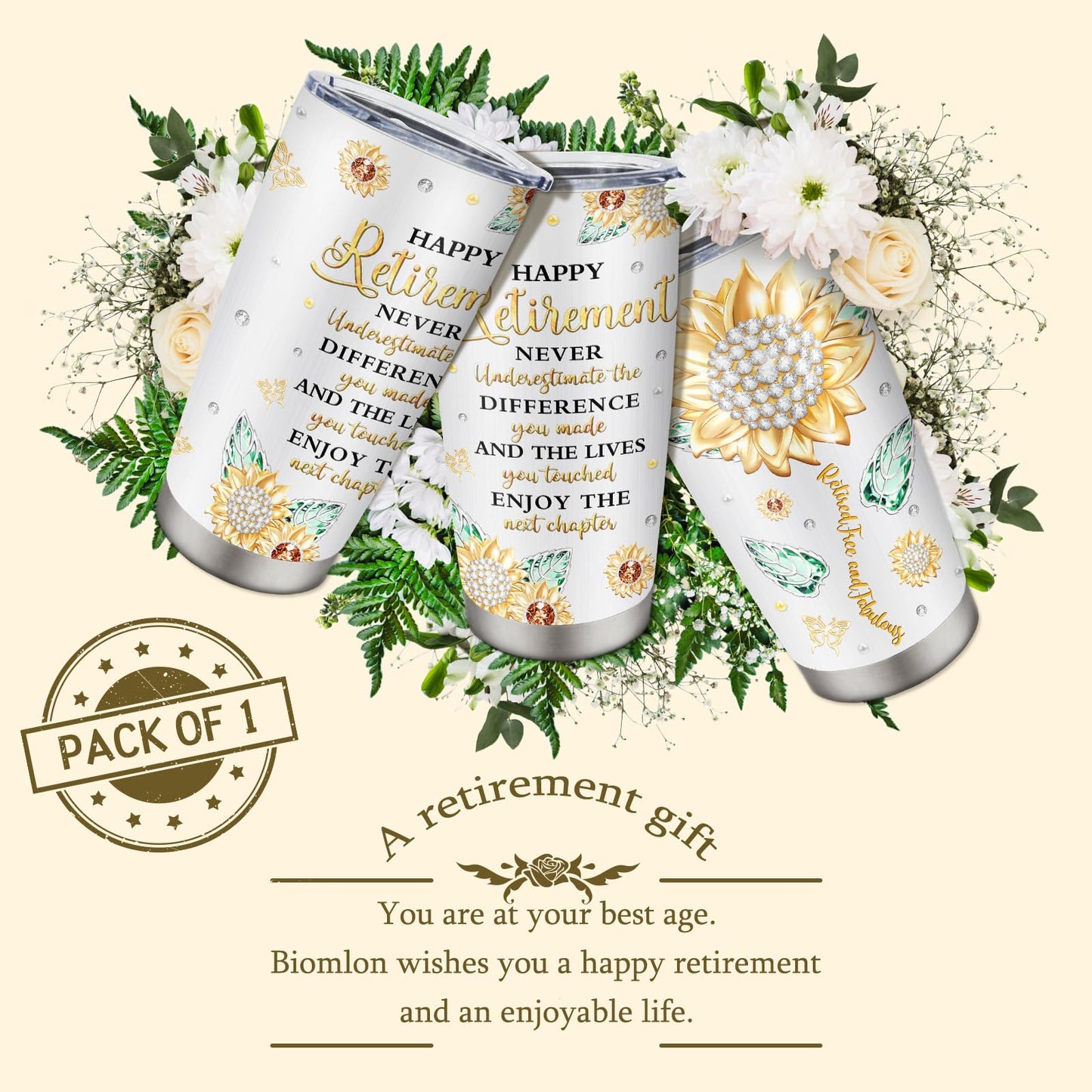 Biomlon Retirement Gift for Woman 2026 Tumbler 20oz, Happy Retirement Party Decorations, Retired/Going Away/Leaving Gifts for Women/Coworker/Friend/Teacher/Nurse