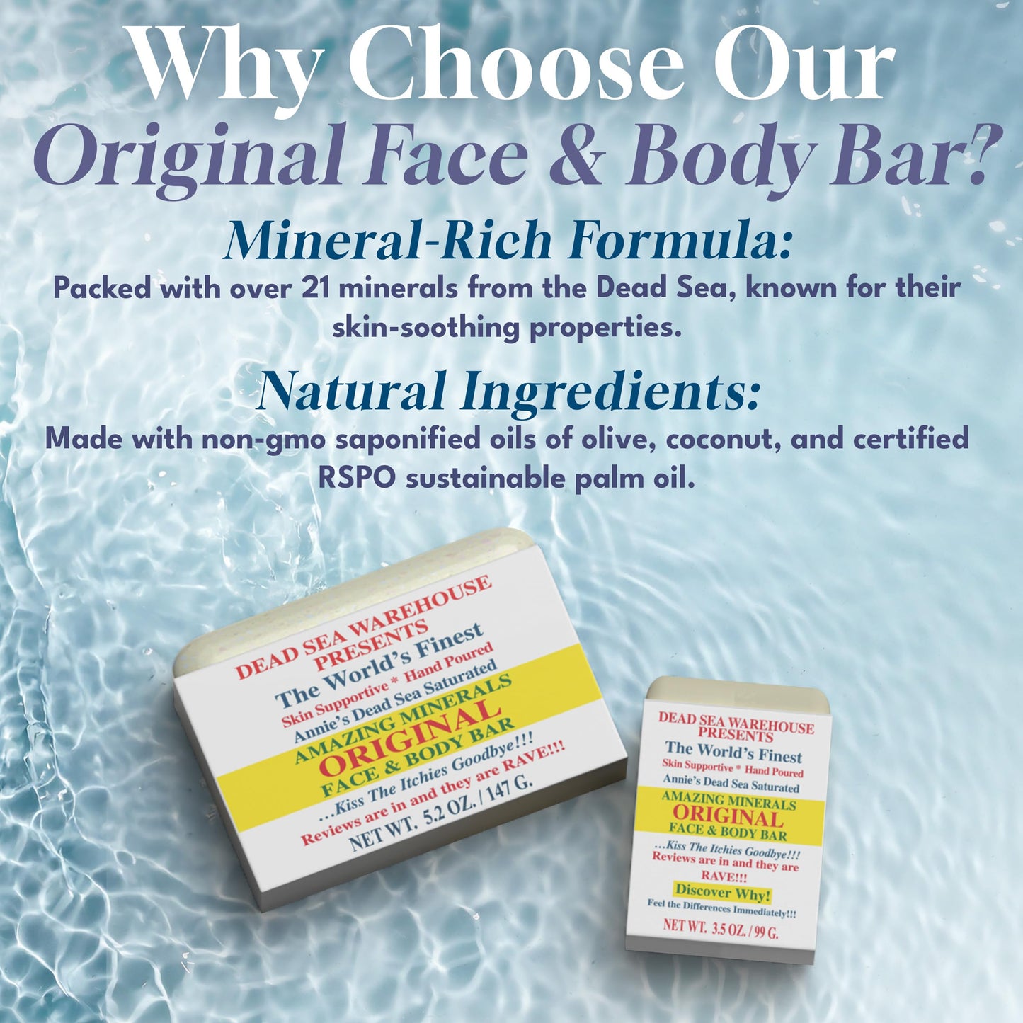 Dead Sea Warehouse - Dead Sea Salt Soap Bar - Original Face & Body Bar - Hydrating Mineral Soap for All Skin Types, Fragrance-Free – 4 Pack
