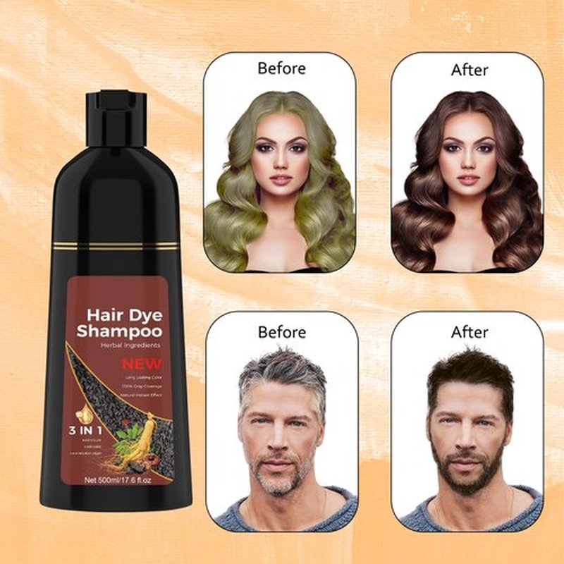 Dark Brown hair dye shampoo 3 in 1 Hair Color Shampoo for Gray Hair Instant (Dark Brown)