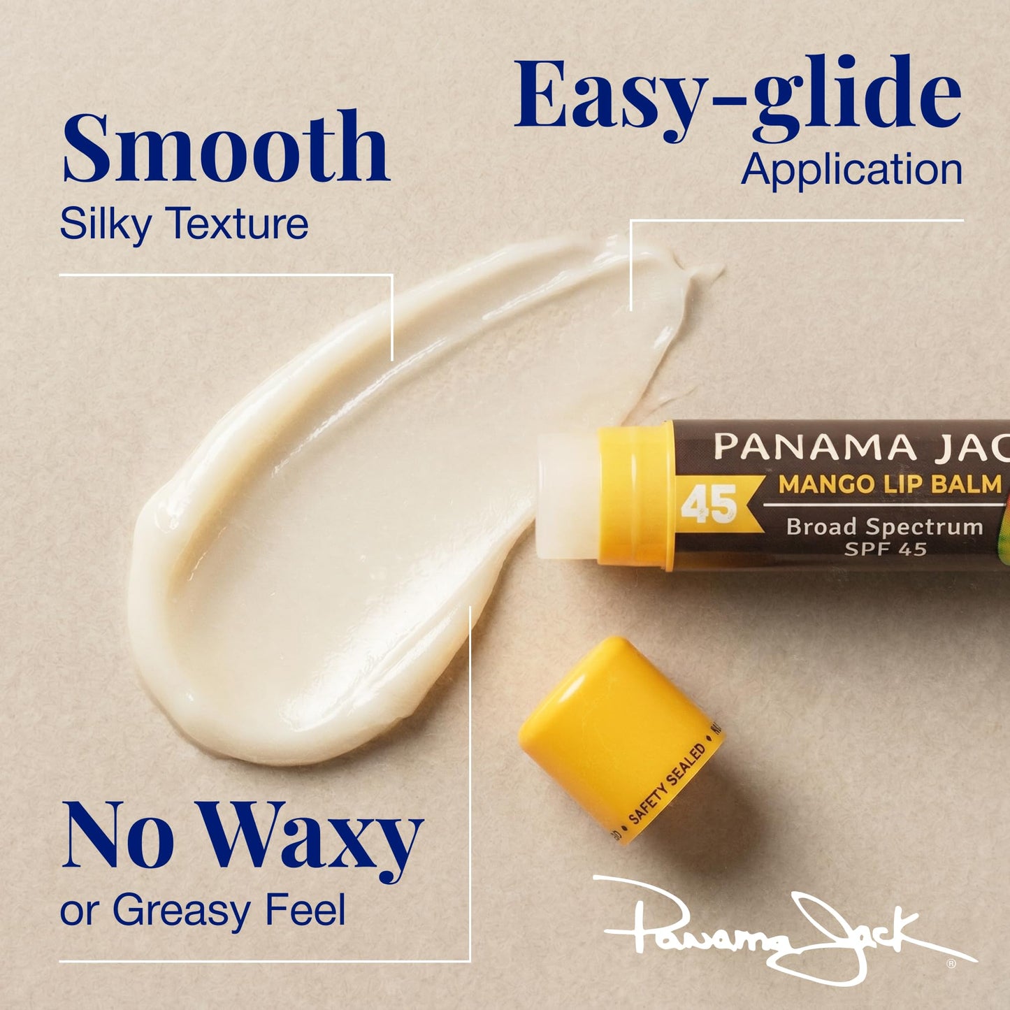 Panama Jack Sunscreen Lip Balm - SPF 45, Broad Spectrum UVA-UVB Sunscreen Protection, Prevents & Soothes Dry, Chapped Lips, Mango, 3-pack