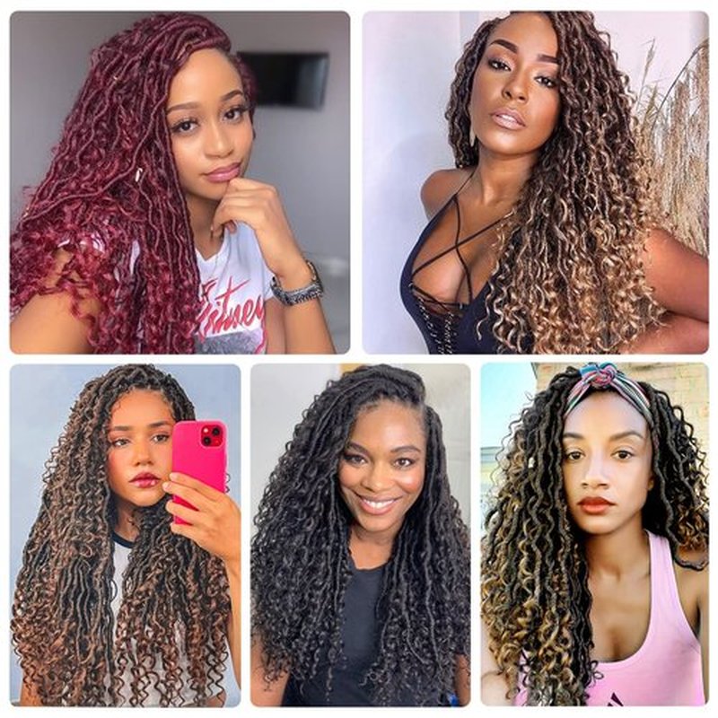 Alicoco Goddess Locs Crochet Hair 14 Inch 8 Packs Faux Locs Crochet Hair For Women Boho Soft Locs Pre-looped River Crochet Locs With Curly Ends (14 Inch (Pack of 8), 1B/30/27)