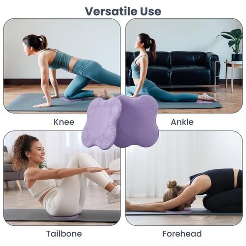 Present Mind Yoga Knee Pad Cushion Foam, Set of 2 - Extra Thick Support Pads - Alleviate Knee, Elbow, Wrist Pain - Lightweight & Portable for Pilates, Yoga, Workout - 7.8Lx7.8Wx0.6H Inch, Purple