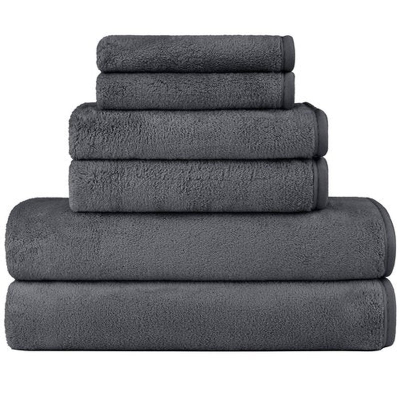 Orighty 6-Piece Towel Set - Soft & Lightweight - 2 Bath Towels, 2 Hand Towels, and 2 Wash Cloths - Absorbent & Quick Drying Microfiber Towel for Multipurpose, Bathroom, Gym, Sport, Yoga, Travel-Grey