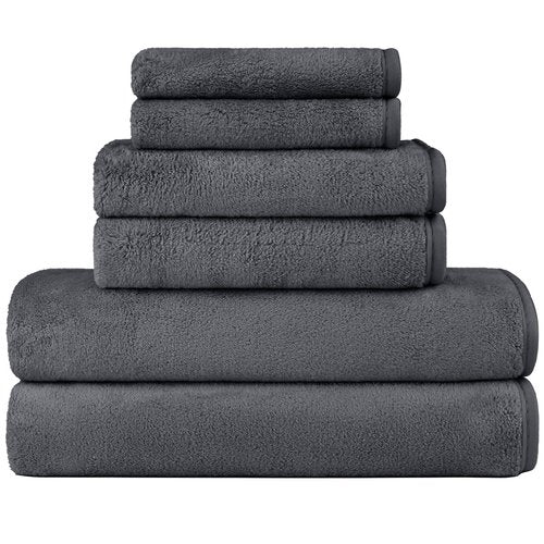 Orighty 6-Piece Towel Set - Soft & Lightweight - 2 Bath Towels, 2 Hand Towels, and 2 Wash Cloths - Absorbent & Quick Drying Microfiber Towel for Multipurpose, Bathroom, Gym, Sport, Yoga, Travel-Grey