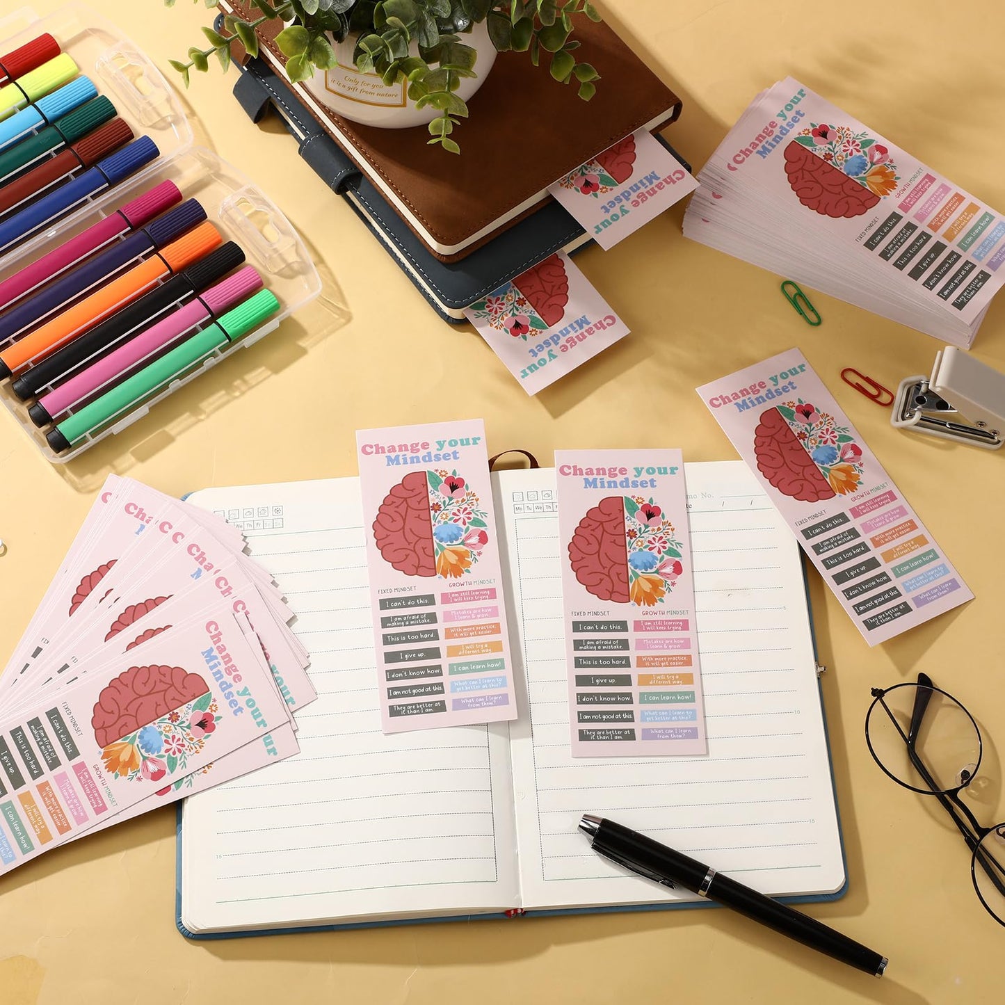 TaoBary 100 Pcs Inspirational Bookmarks for Kids Classroom Students Bulk Back to School Gifts Paper Positive Motivational Encouraging Affirmation Card from Teacher Classroom