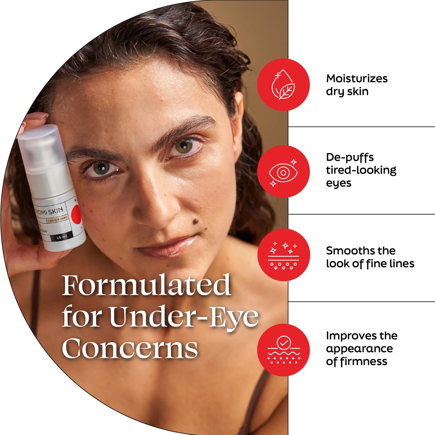 Kiyomi Skin Under Eye Cream - Hydrating Eye Moisturizer with 5-ALA, Ceramides & Peptides for Dark Circles, Puffiness, Fine Lines - Fast-Absorbing Treatment for Sensitive Skin - Made in Germany