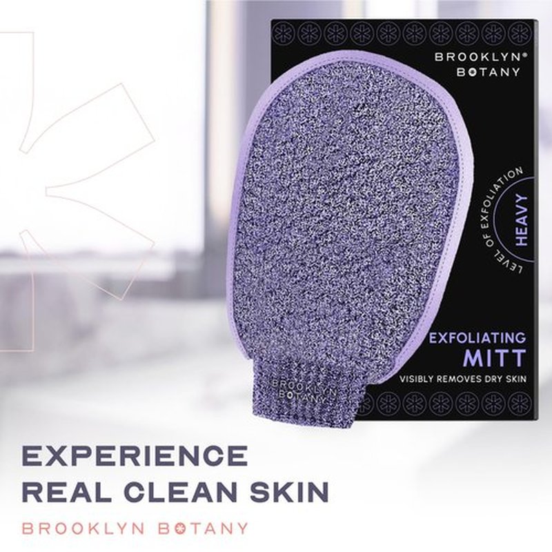 Brooklyn Botany Exfoliating Mitts for Bath and Shower – Heavy Duty Exfoliating Body Scrubber for Massage and Dead Skin Remover for Body – 2 Mitts