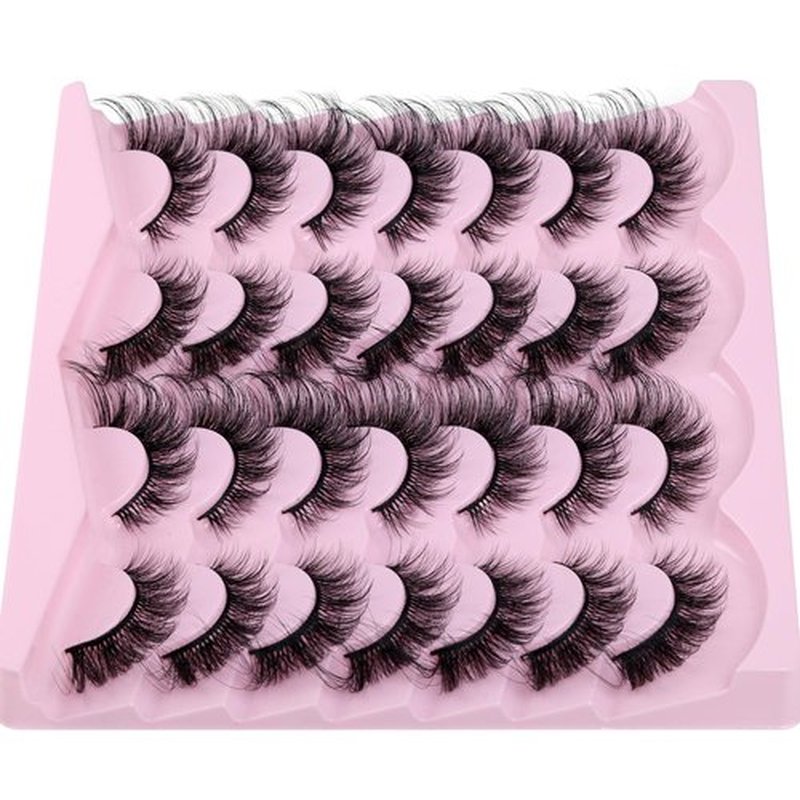 False Eyelashes Cat Eye Lashes Wispy Mink Lashes Natural 14 Pairs Fluffy Fake Eyelashes Pack Strip Lashes Fox Eye False Lashes by TNFVLONEINS