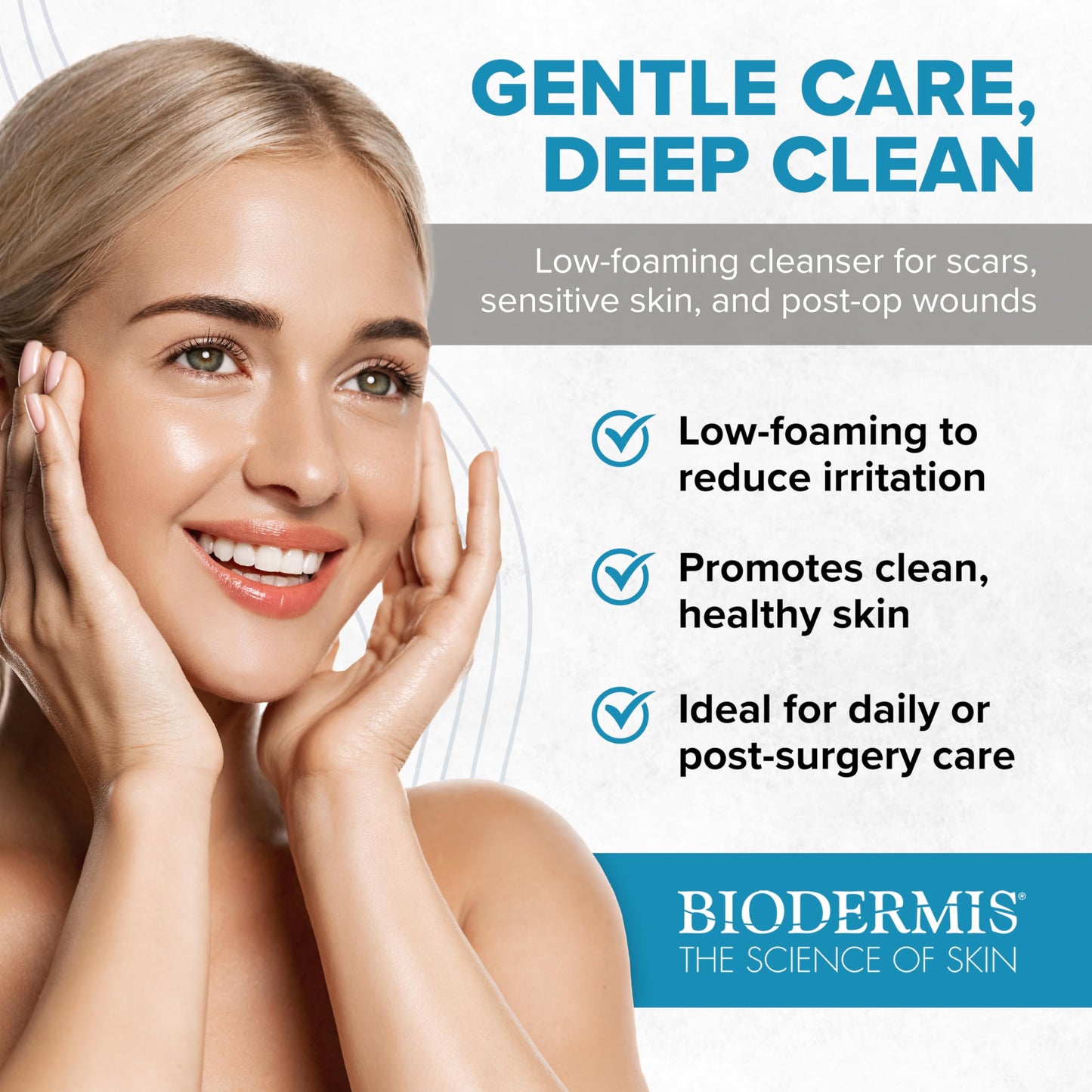 SilqueClenz Low Foaming Skin Cleanser – Gentle, Low pH Wound Cleanser for Scars, Sensitive Skin & Post-Op Areas - Hydrates with Flax Seed Extract & Vitamin B5 – Compact Travel-Ready Bottle, 1 fl. oz