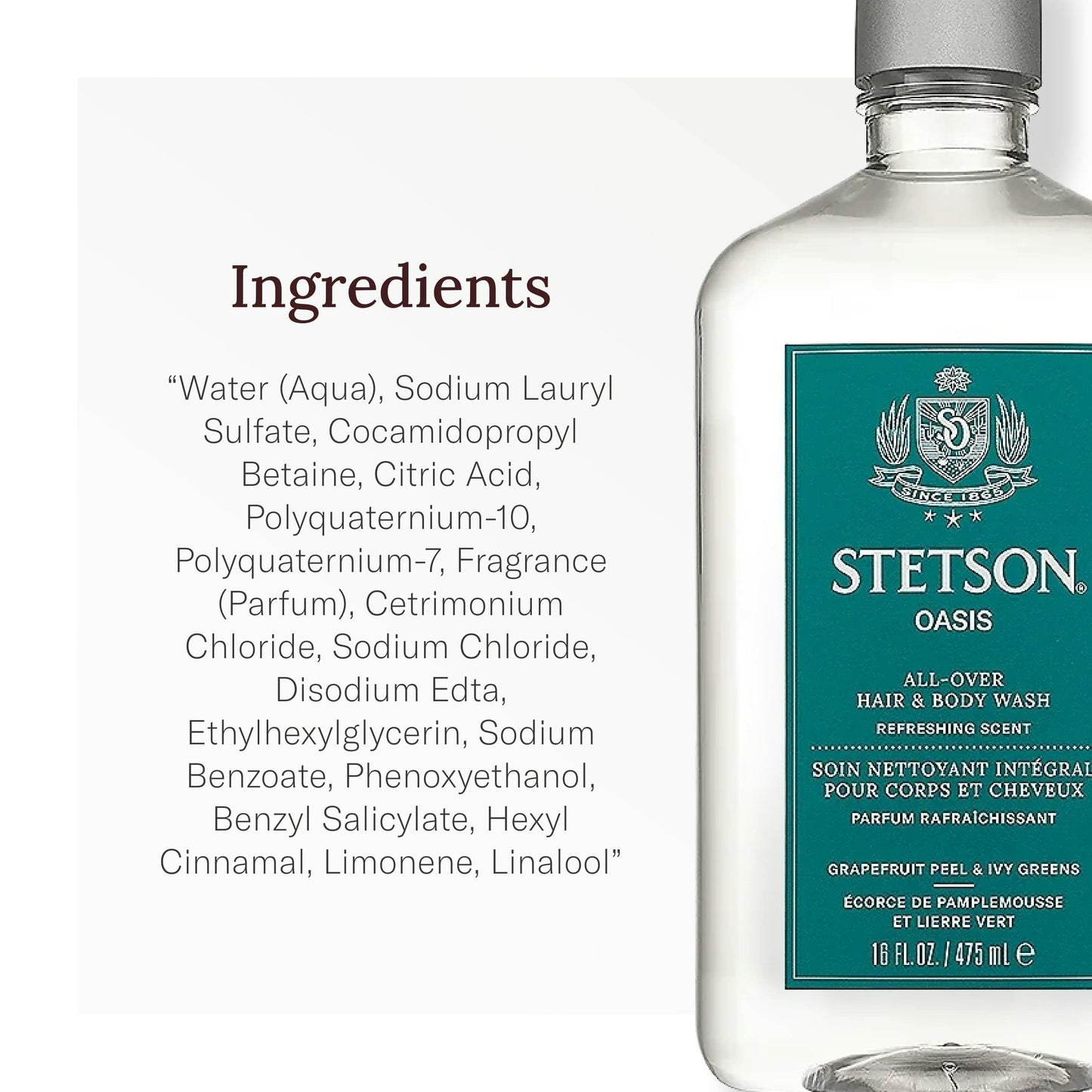 SCENT BEAUTY STETSON Personal Care All Over Hair & Body Wash Moisturizing Body Wash & Shampoo - 16 oz - 3 Pack - Oasis