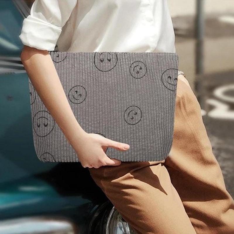 Wudimeitt Cosmetic bag Makeup bag Preppy Cute Corduroy Toiletry bag for women travel essentials (greygrey)