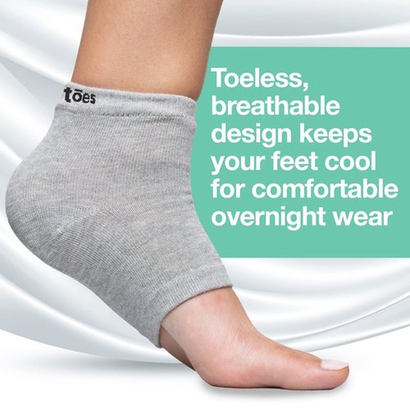 ZenToes Moisturizing Heel Socks 2 Pairs Gel Lined Toeless Spa Socks to Heal and Treat Dry, Cracked Heels While You Sleep (Regular, Gray)