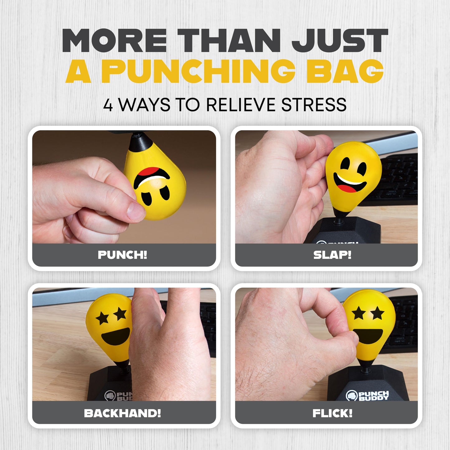 Punch Buddy Desktop Punching Bag – Desk Fidget Toy for Stress Relief & Focus – Mini Suction Cup Punch Ball with Patented Griply™ Technology – Office Stress Reliever for Adults, Teens & Coworkers