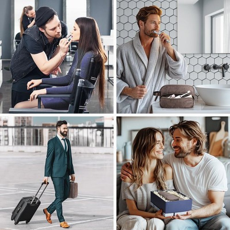 Estour Toiletry Bag for Men, Travel Toiletry Bag Travel Essentials, Dopp Kit Water-resistant Shaving Bag, Bathroom Bag Toiletries Organizer, Dark Brown(PU Leather)