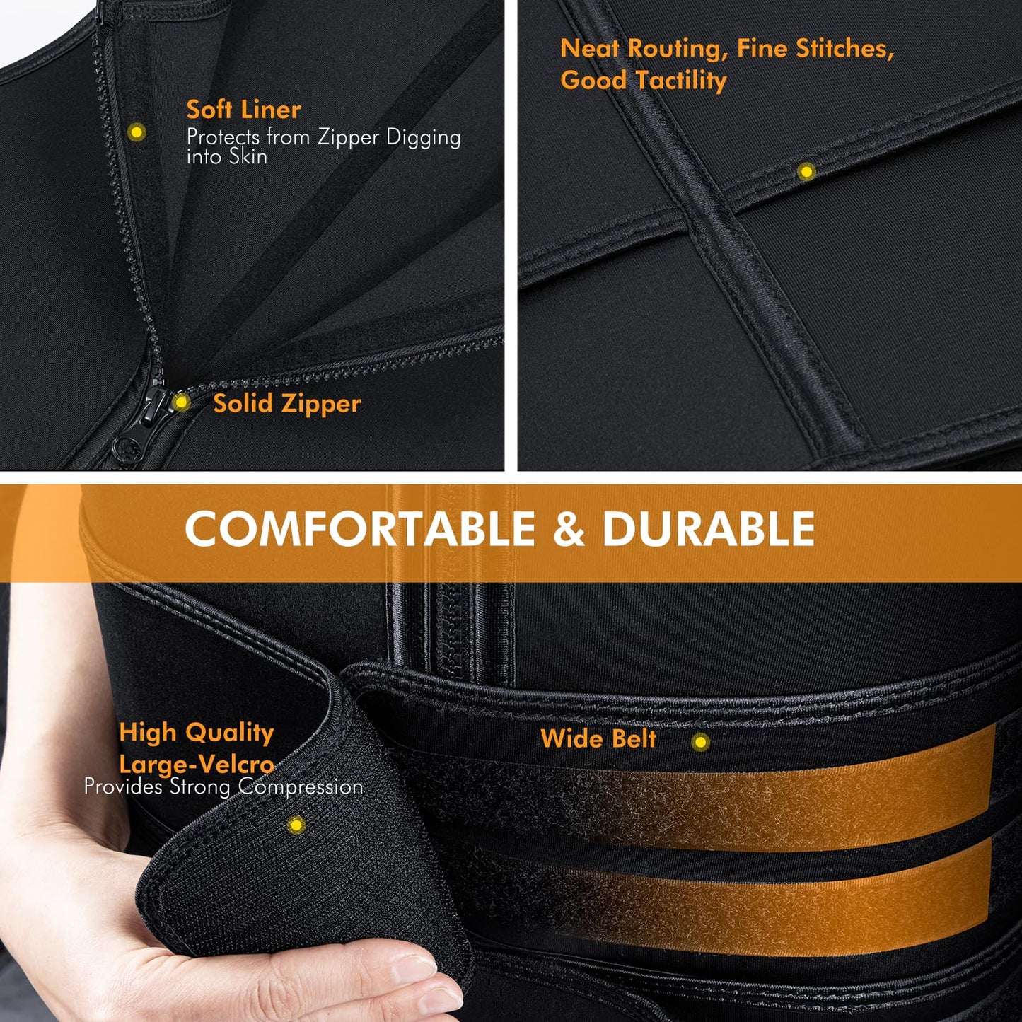 A+ Choice Sauna Vest Waist Trainer for Men - Mens Sauna Suit Large Sweat Belt Body Shaper for Gym Workout Exercise Faja Para Hombre Size Large