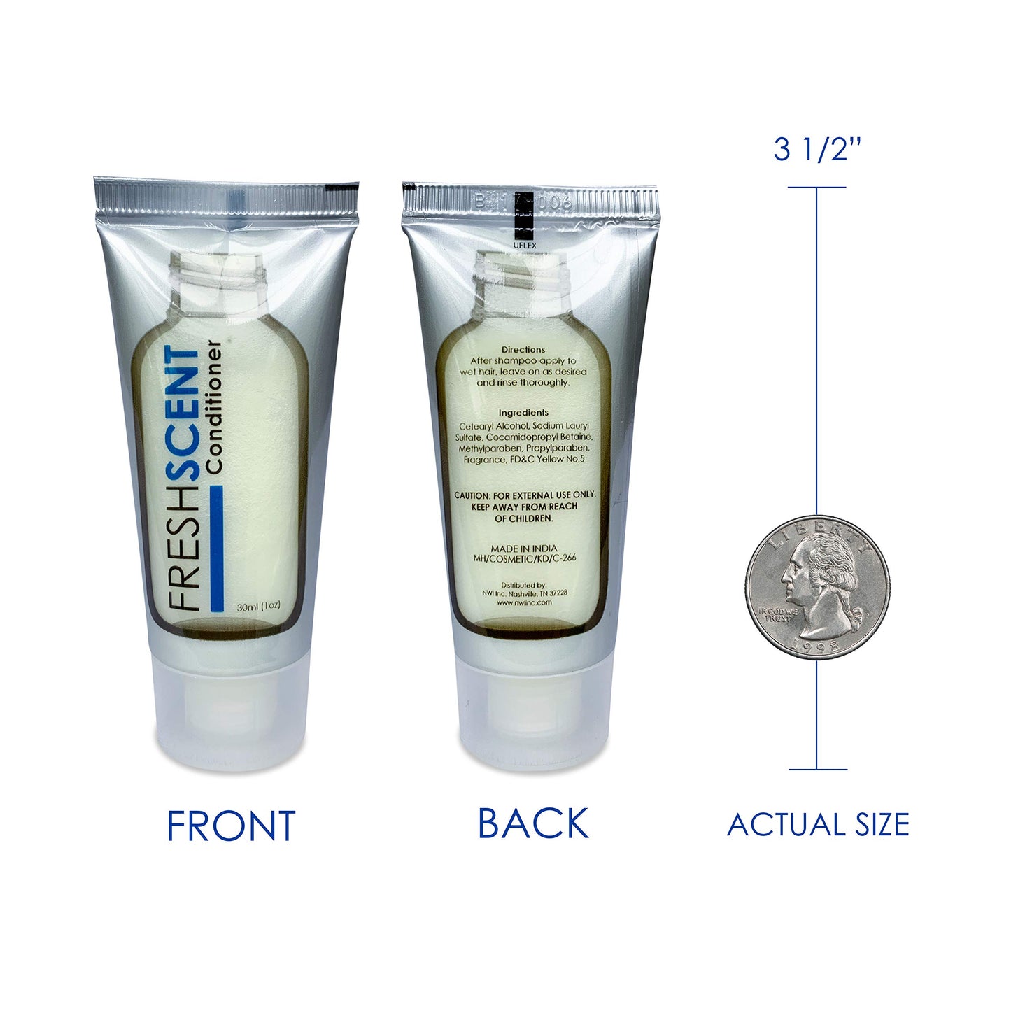 Freshscent Conditioner 1oz (200 Pack) Hotel Travel Size, Bulk Amenities and Toiletries for Hospitality