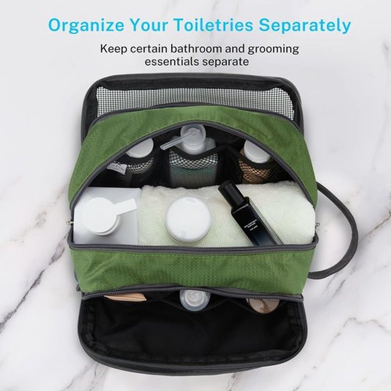 Gonex Travel Toiletry Bag Nylon, Dopp Kit Shaving Bag Toiletry Organizer Olive Green