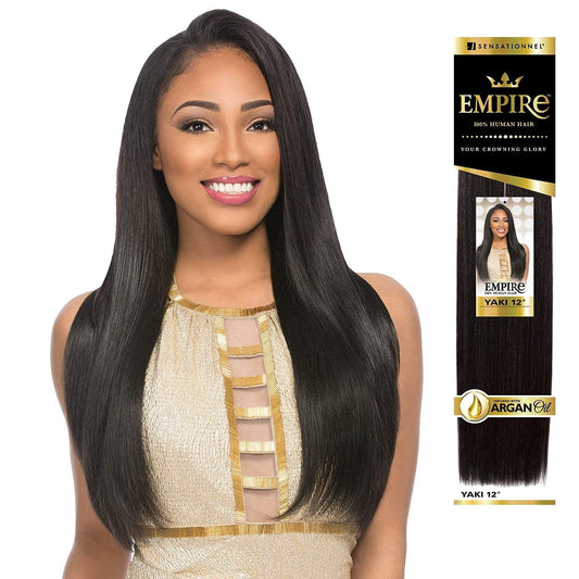 Sensationnel Empire yaki human hair - tangle free weaving for quick weave and sew in styles best for faux highlights - 1 pack (14 inch, T1B/350)