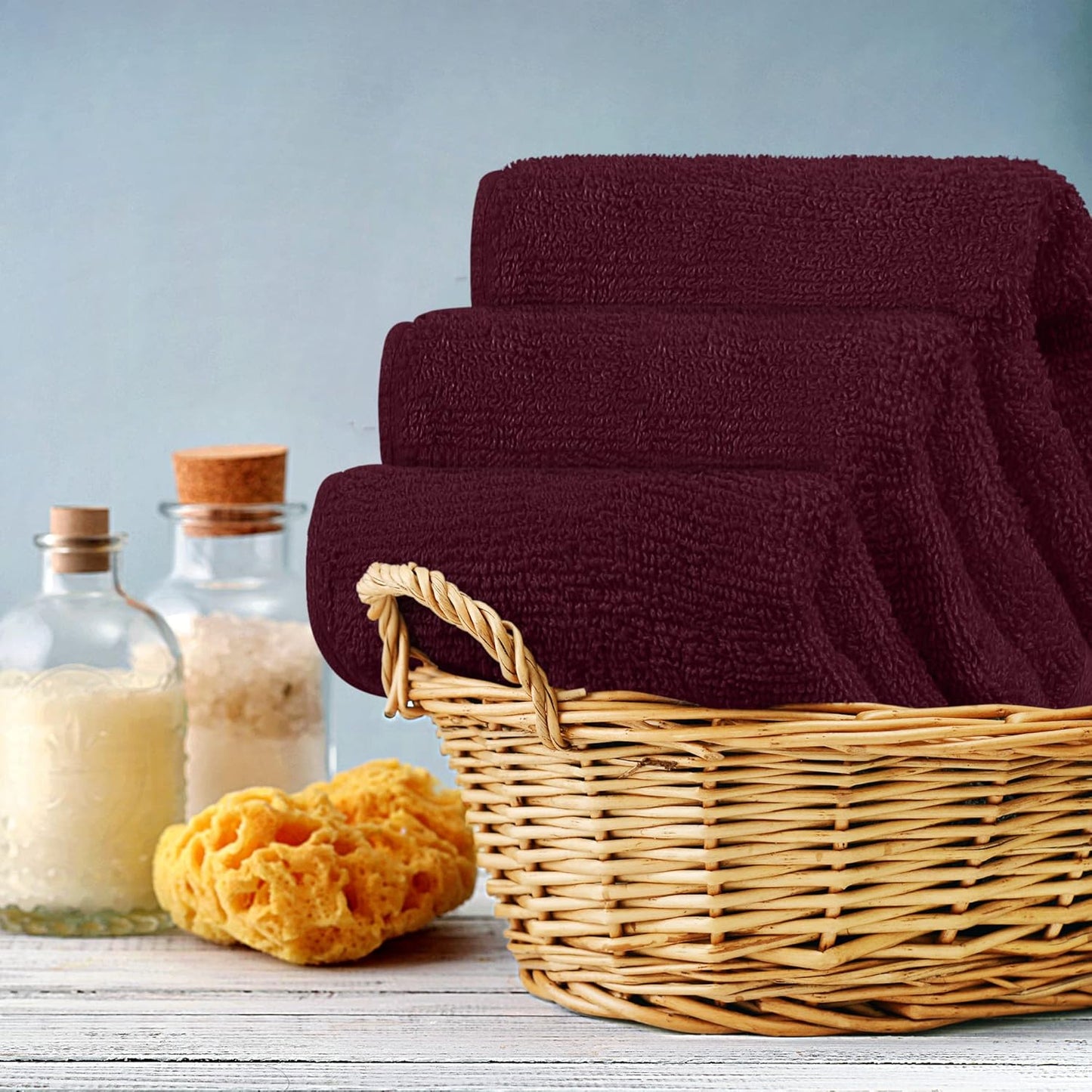 Premium 12-Pack Cotton Wash Cloths - Highly Absorbent & Soft 12x12 for Bathroom, Spa, Gym - Plum