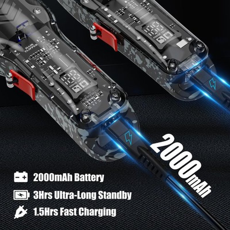 Tuanchuanrp Professional Hair Clippers for Men, Cordless Barber Clippers for Hair Cutting & Grooming, LED Display Hair Clippers and Trimmer Set for Barber Haircut with 8 Fade Taper Combs