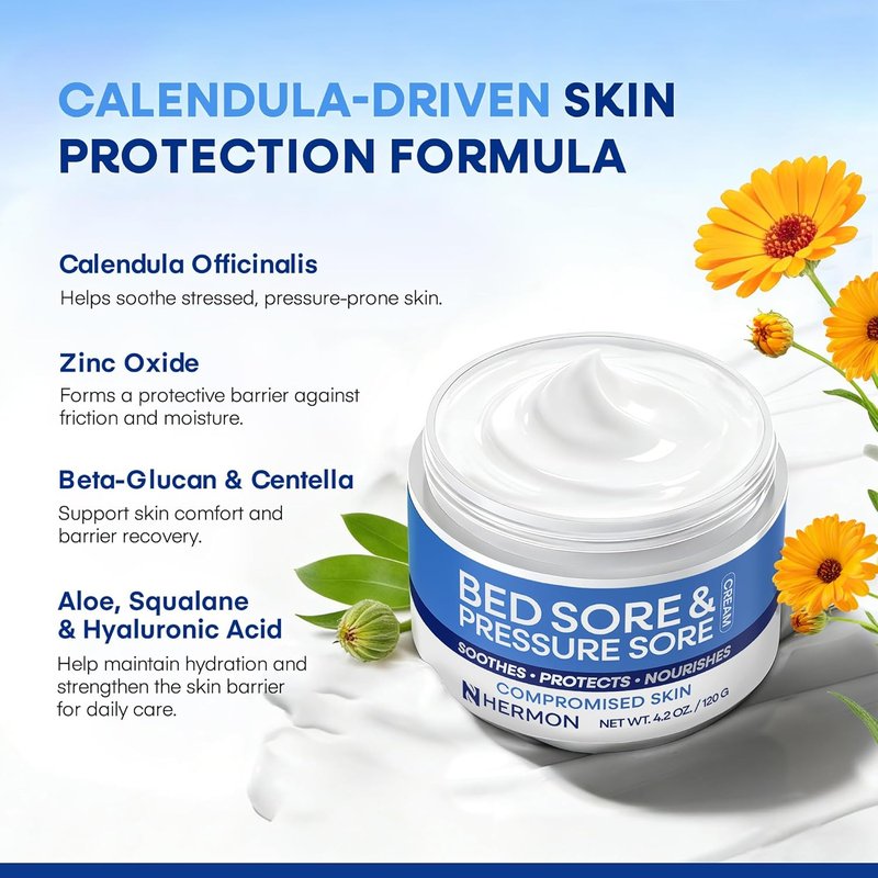 Hermon Bed Sore Healing Cream - Fast Relief for Pressure Sores, Chafing & Minor Burns | Skin Care for Compromised Skin
