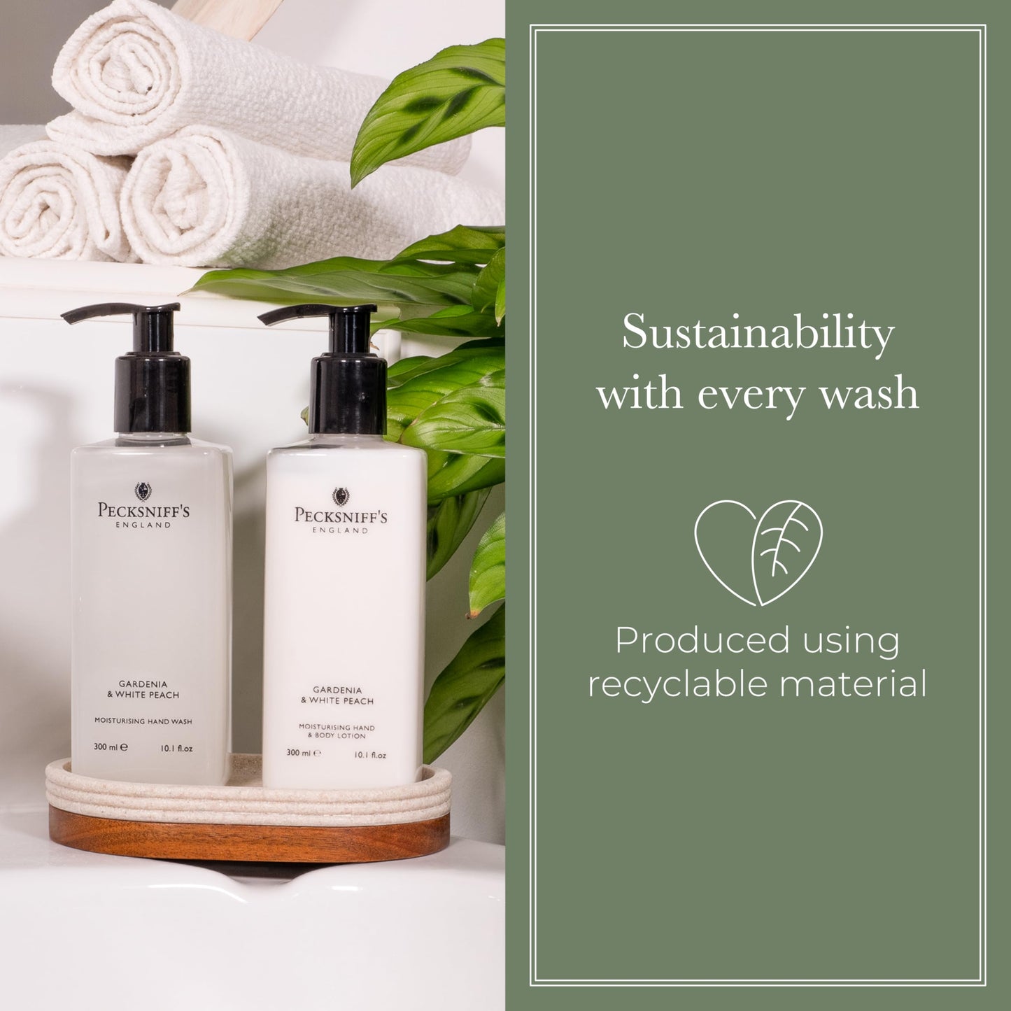 Pecksniff's Gardenia & White Peach Hand Wash and Body Lotion Set, 300ml 10.1 fl. oz. each