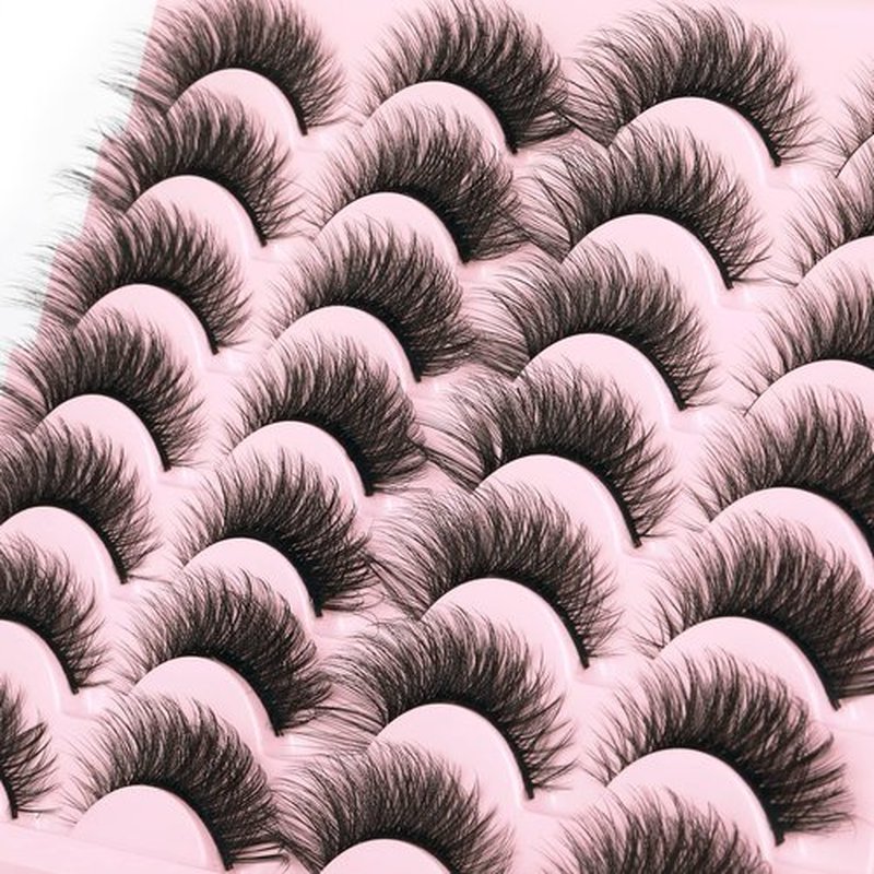 Kiromiro False Eyelashes Natural Look Wispy Faux Mink Lashes Fluffy 14mm Cat Eye Short Strip Lashes Pack