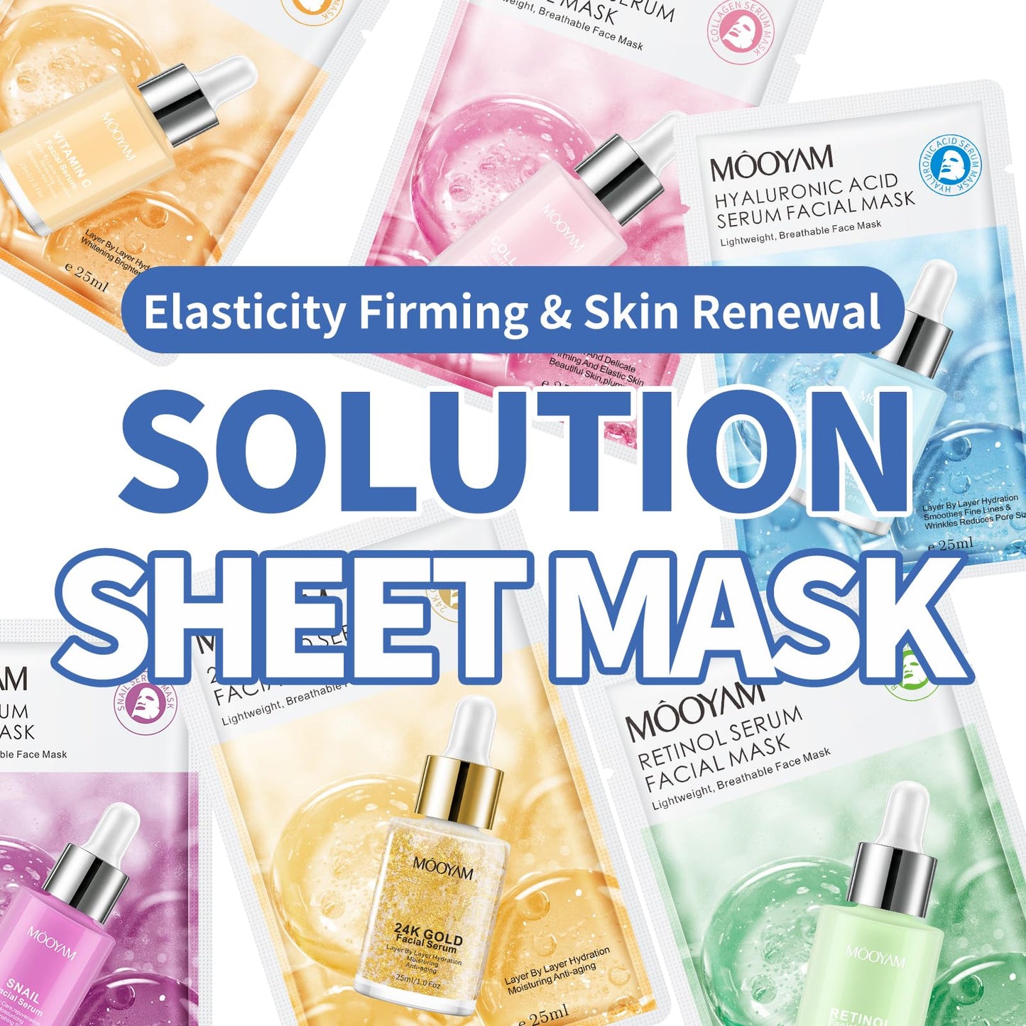 12 Pack Snail Serum Sheet Masks,Hydrating Facial Masks Skincare for Women