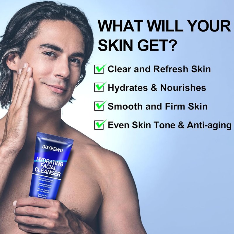 Men's Skincare Routine Kit - Hydrating Anti-Aging Facial Care for Dad, Husband | Perfect Birthday & Valentine's Gift