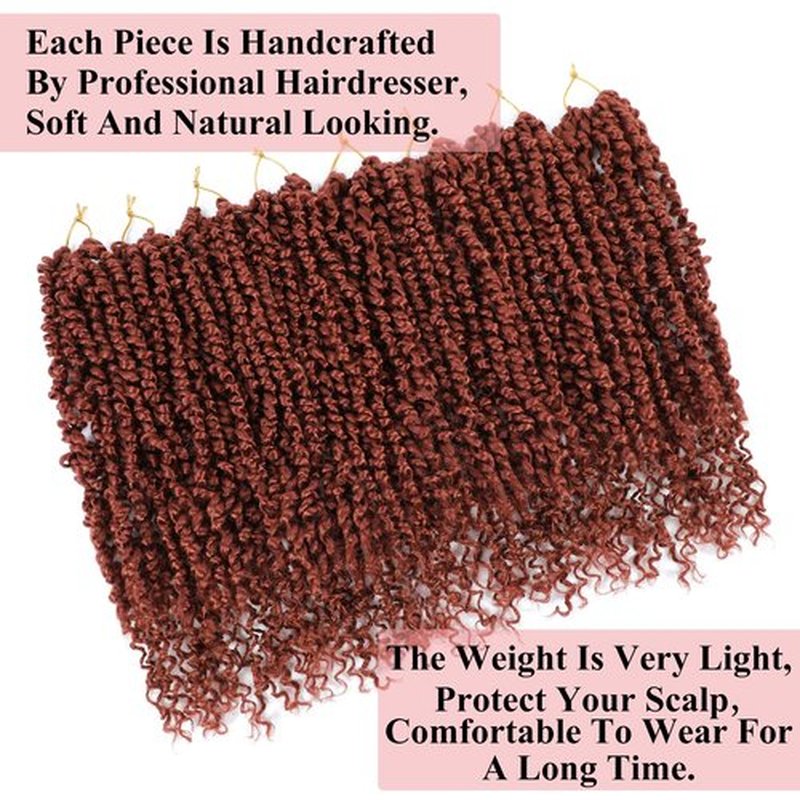 Alrence Passion Twist Crochet Hair 8 Packs Pre twisted Passion Twist Hair For Women Soft Bohe Pre-looped Crochet Braids (14 Inch (Pack of 8), 350#)